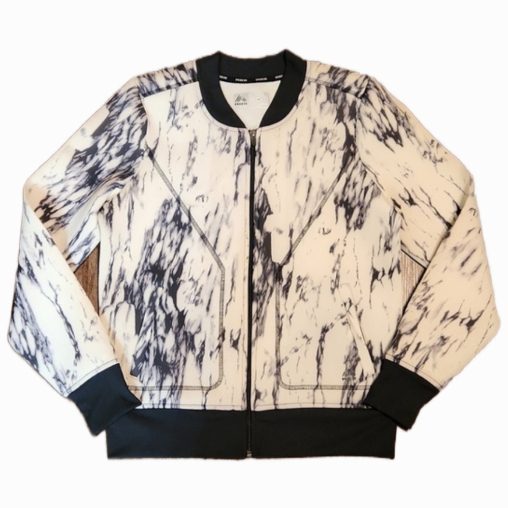 RBX Performance Live Life Active Marble Black Zip Up Bomber jacket (W size M)
